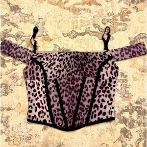 Bridget Leopard-Print Cold-Shoulder Corset Top